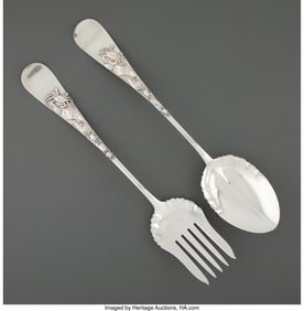 74356: A Pair of Whiting & Co. Silver Salad Servers wit