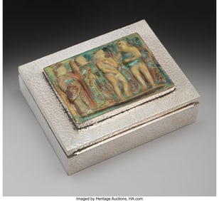 74453: A Gino Laffi Silver and Ceramic Cigar Box, Lima,