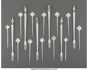 74454: Eighteen Gino Laffi Silver Table Articles, Lima,