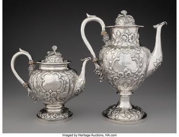 74364: A Philip B. Sadtler & Sons Coin Silver Teapot an