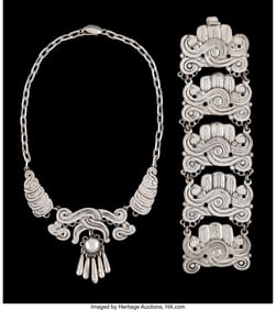 74460: A William Spratling Silver Necklace and Bracelet