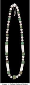 74466: A Hector Aguilar Silver and Malachite Necklace,