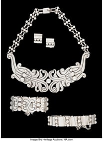 74468: A Five-Piece Hector Aguilar Silver Jewelry Suite