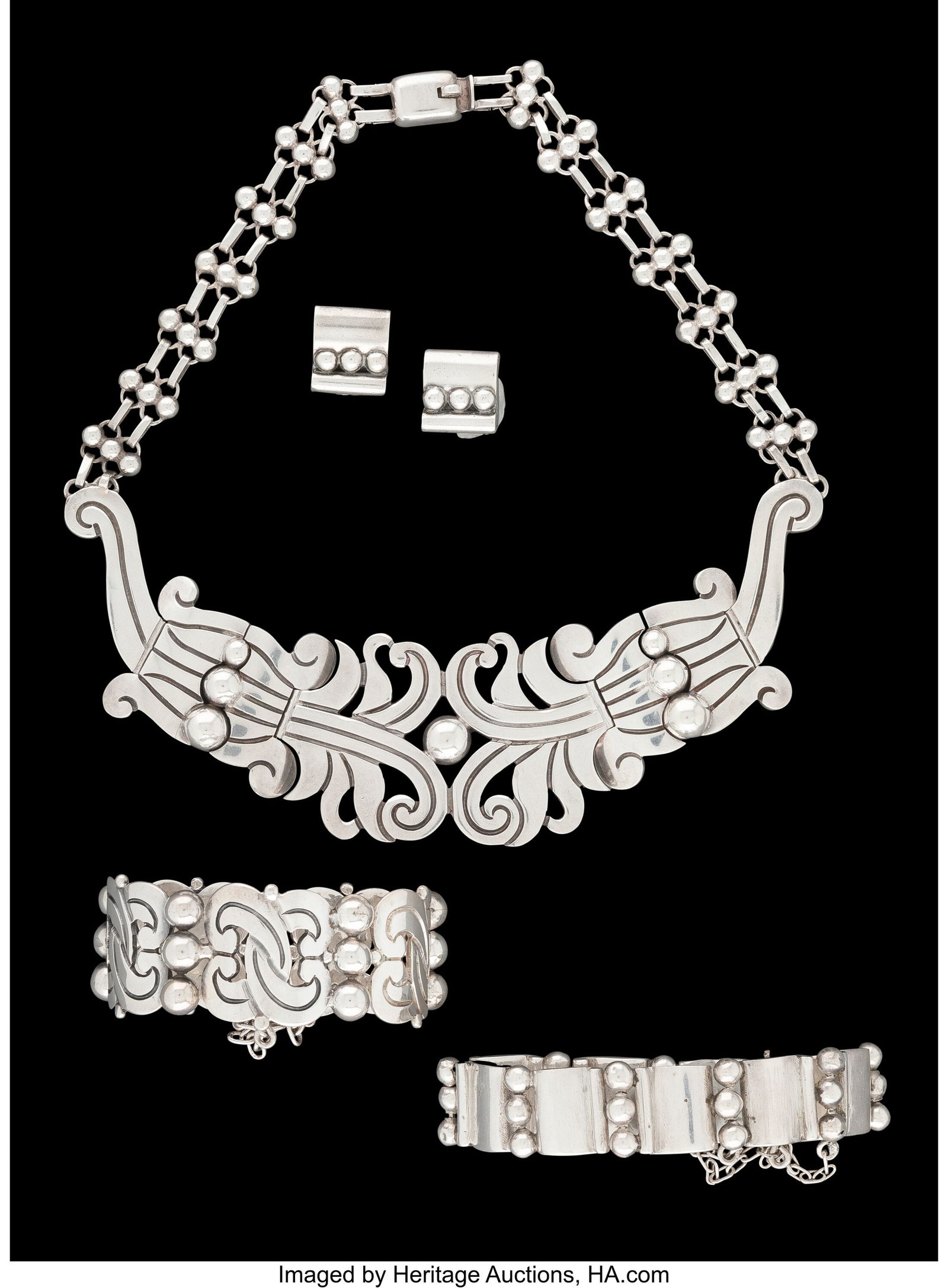 A Five-Piece Hector Aguilar Silver Jewelry Suite (1 of 2)