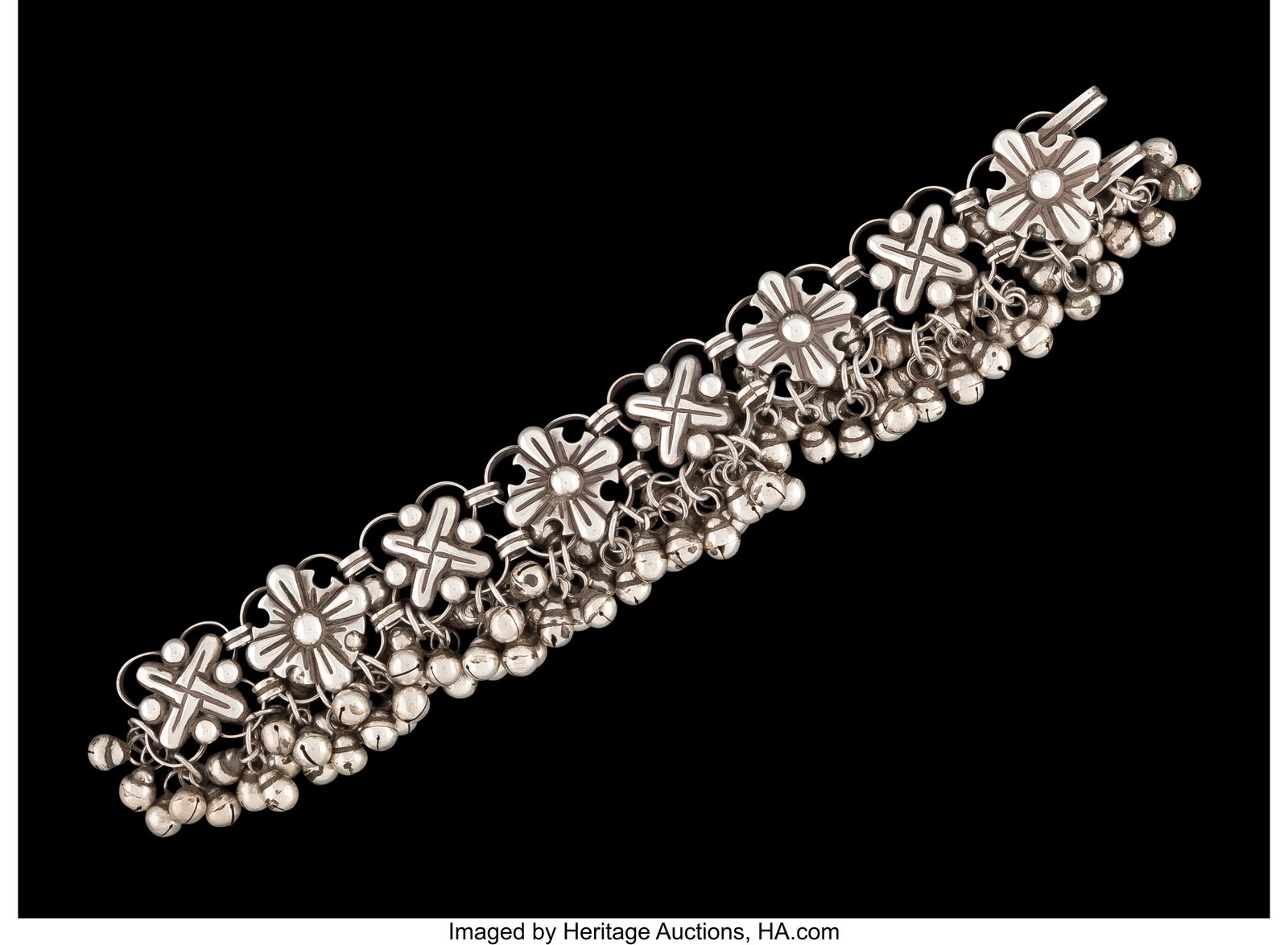 A Hector Aguilar Silver Bell Bracelet, Taxco, Me (1 of 2)