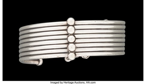 74470: A Hector Aguilar Silver and Turquoise Cuff, Taxc