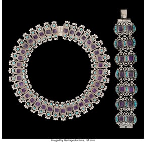 74472: A Matilde Poulat Silver, Turquoise and Gem-Set N