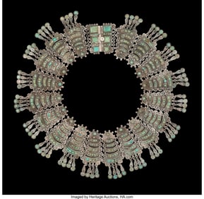 74473: A Matilde Poulat Silver and Turquoise Collar, Me