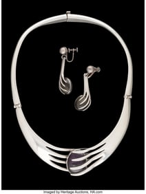 74475: A Sigi Pineda Silver Necklace and Earrings, Taxc