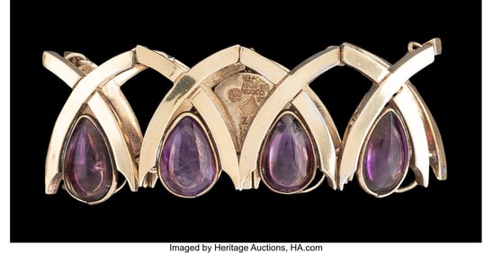 74482: An Antonio Pineda Gilt Silver and Amethyst Brace