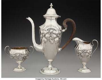 74379: A Three-Piece Gorham Mfg. Co. Silver Coffee Set,