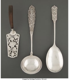 74488: Three Mexican Silver Flatware Servers Marks to o