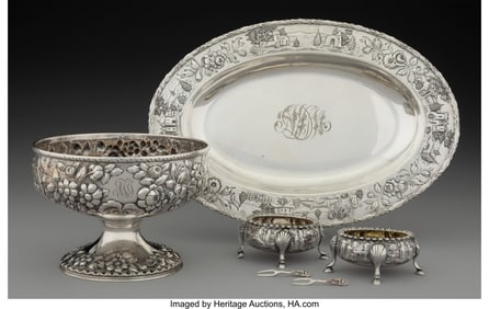 74383: A Collection of Four Samuel Kirk Silver Landscap