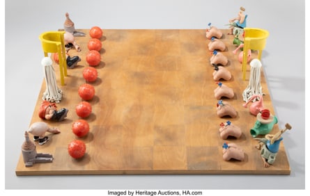 63021: Roxy Paine Chess Set circa 1995 Painted polymer