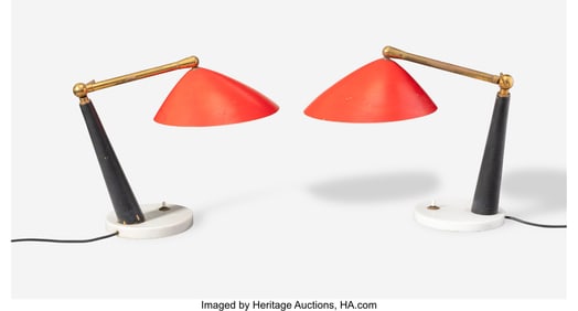 63098: Oscar Torlasco Pair of Articulated Table Lamps