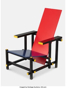 63102: Gerrit Rietveld Red and Blue Chair Cassina The