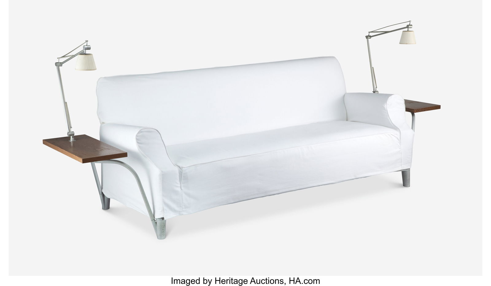 Philippe Starck Lazy Working Sofa Cassina Franc: Philippe Starck Lazy Working Sofa Cassina France/Italy, designed 1998 Upholstery, powder coated steel and aluminum, plastic, frosted glass 46-1/2 x 110-1/2 x 33-1&s