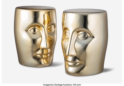 63045: Philippe Starck Pair of Bonze Stools XO France