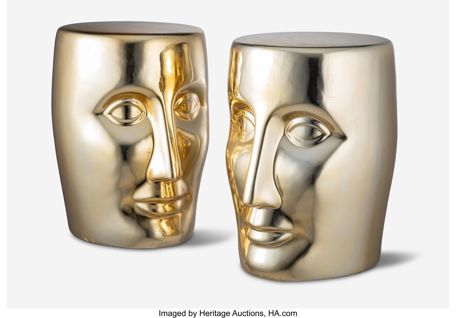 Philippe Starck Pair of Bonze Stools XO France: Philippe Starck Pair of Bonze Stools XO France, designed 2005 Glazed ceramic 17-7/8 x 14 x 12 inches (45.4 x 35.6 x 30.5 cm) (each) Applied manufactu