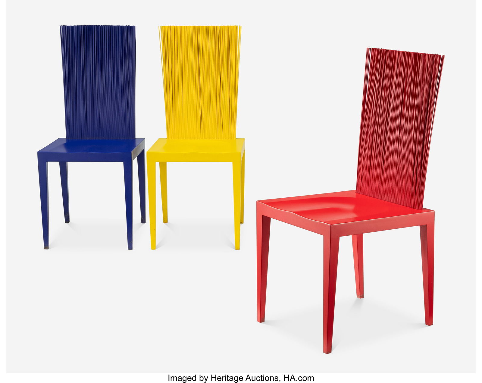 Fernando Campana and Humberto Campana Three Jene: Fernando Campana and Humberto Campana Three Jenette Chairs Edra Brazil/Italy, circa 2005 PVC threads, injection-molded polyurethane, steel 37-1/4 x 16-1/8 x 18-1/8 in