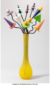 63132: Modern Vase and Abstract Flowers Glass, plastic,