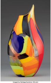 27031&colon; Afro Celotto  High Spout Vase Schiavon Glass&comma; 21