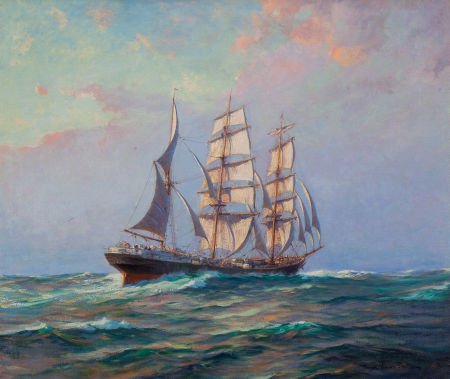 FRANK VINING SMITH (American, 1879-1967) Bark 'C: FRANK VINING SMITH (American, 1879-1967)Bark 'Coriolanus', Last of the Windjammers<