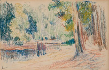 MAXIMILIEN LUCE (French, 1858-1941) Color Landsc: MAXIMILIEN LUCE (French, 1858-1941)Color LandscapeCrayon on paper5-3/4