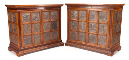 UNUSUAL PAIR OF LARGE CUBAN MAHOGANY AND PATINAT: UNUSUAL PAIR OF LARGE CUBAN MAHOGANY AND PATINATED METAL CIGAR HUMIDORS Mid-20th cent