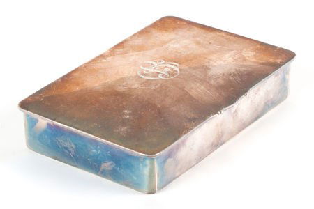 A GUNDORPH ALBERTUS SILVER AND WOOD CIGARETTE BO: A GUNDORPH ALBERTUS SILVER AND WOOD CIGARETTE BOX FOR GEORG JENSENPost 1945Georg Jense