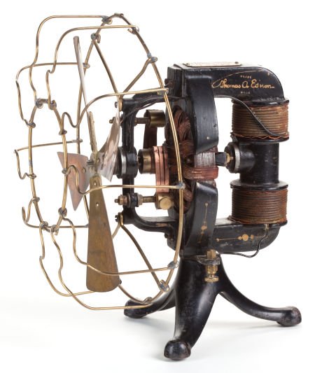 EARLY EDISON ELECTRICAL FAN Early 20th century 1: EARLY EDISON ELECTRICAL FAN Early 20th century 12 x 10-1/2 x 9 inches (30.5 x 26.7 x 22.