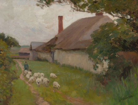 ROBERT ANNING BELL (British, 1863-1933) A Kentis: ROBERT ANNING BELL (British, 1863-1933)A Kentish BarnOil on canvas13 x