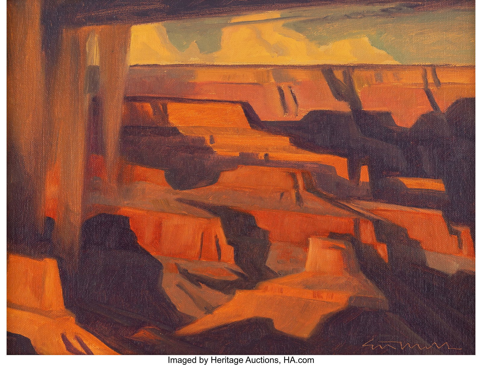 Ed Mell (American, 1942-2024) Sundown from Shosh: Ed Mell (American, 1942-2024) Sundown from Shoshone Point Oil on canvaspanel 9 x 12 inches (22.9 x 30.5 cm) Signed lower right: Ed Mell Signed twice&comma
