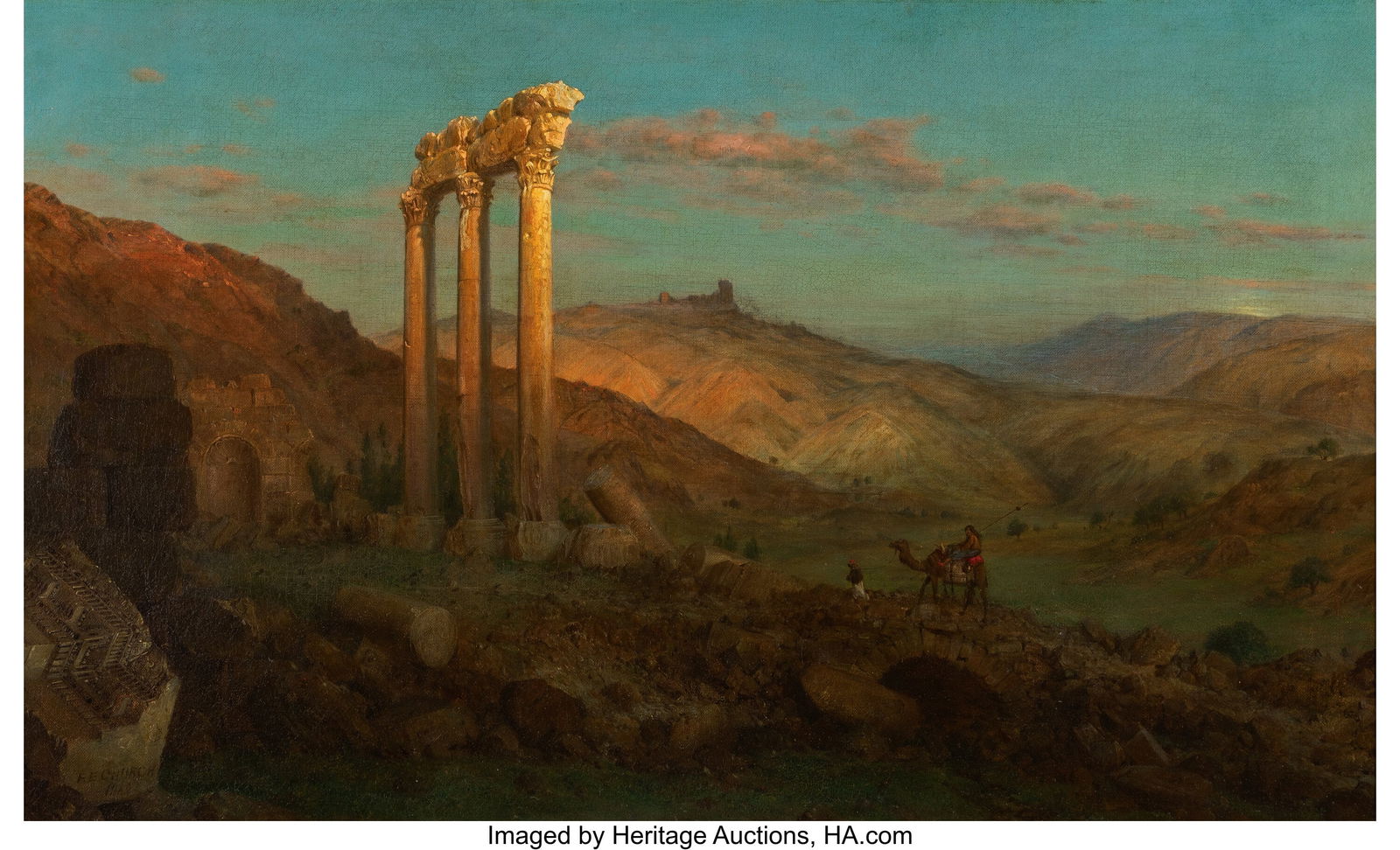 Frederic Edwin Church (American, 1826-1900) Vall: Frederic Edwin Church (American, 1826-1900) Valley of the Lebanon, 1869 Oil on Canvas 21-1/2 x 36 inches (54.6 x 91.4 cm) Signed and dated lower left&