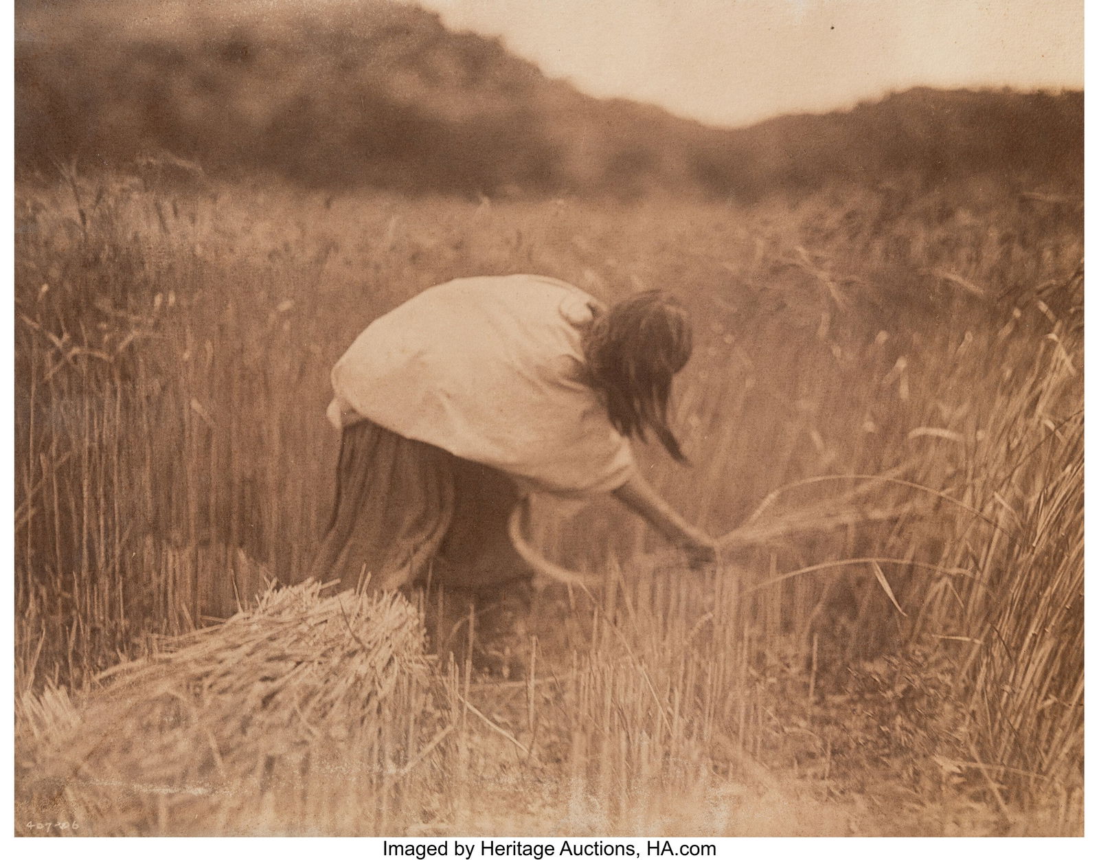 Edward Sheriff Curtis (American, 1868-1952) Apac: Edward Sheriff Curtis (American, 1868-1952) Apache Reaper, 1906 Platinum print. 13 x 16-5/8 inches (33.0 x 42.3 cm) (image) 13 x 17-1