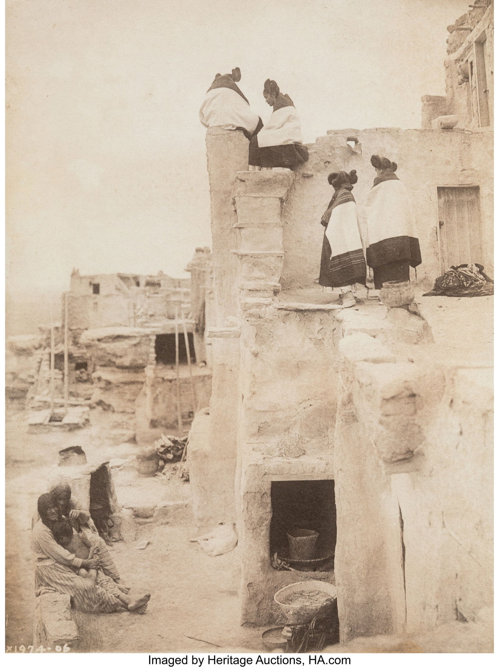 Edward Sheriff Curtis (American, 1868-1952) On t: Edward Sheriff Curtis (American, 1868-1952) On the Rooftop, Hopi, 1906 Platinum print. 8-1/8 x 6-1/4 inches (20.7 x 15.9 cm) (im