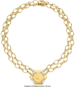75041: Diamond, Gold Coin, Gold Necklace  Stones: Singl