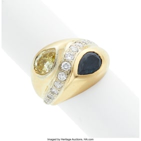 75045: Alexandrite, Colored Diamond, Gold Ring  Stones: