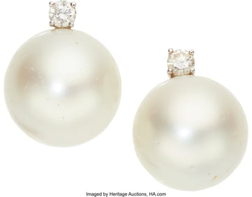 75034: South Sea Cultured Pearl, Diamond, White Gold Ea