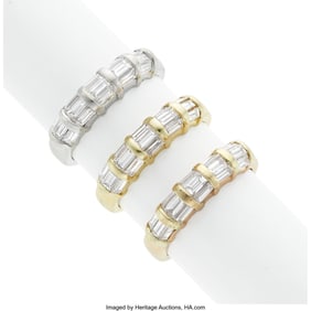 75051: Diamond, Gold Rings  Stones: Baguette-cut diamon