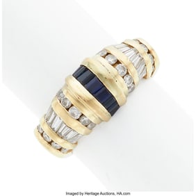 75052: Sapphire, Diamond, Gold Ring  Stones: Baguette a