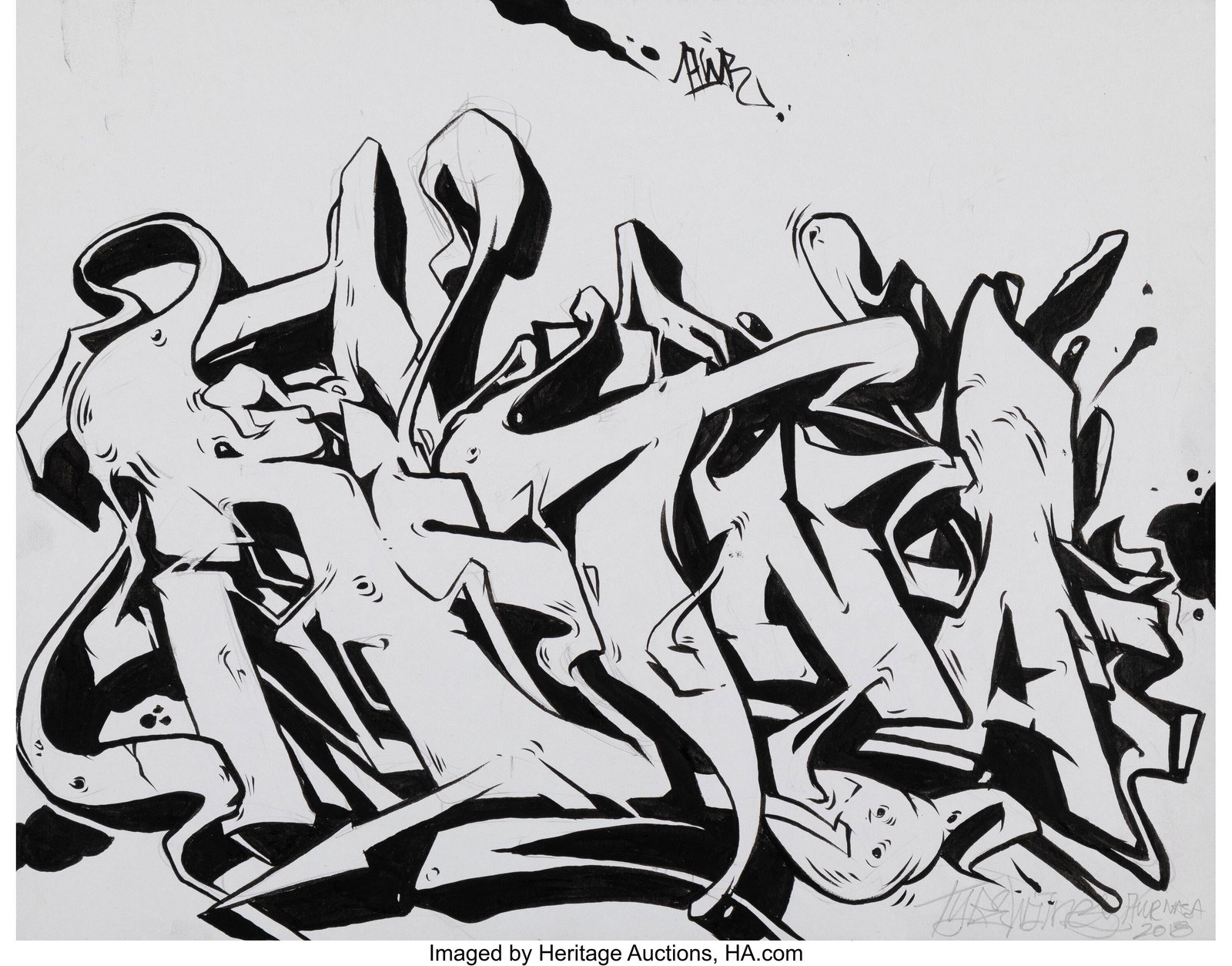 Tyke Witness (AWR) (20th Century) Untitled, 2018: Tyke Witness (AWR) (20th Century) Untitled, 2018 Ink and pencil on wove paper (two works) 11 x 13-3/4 inches (27.9 x 34.9 cm) (shee