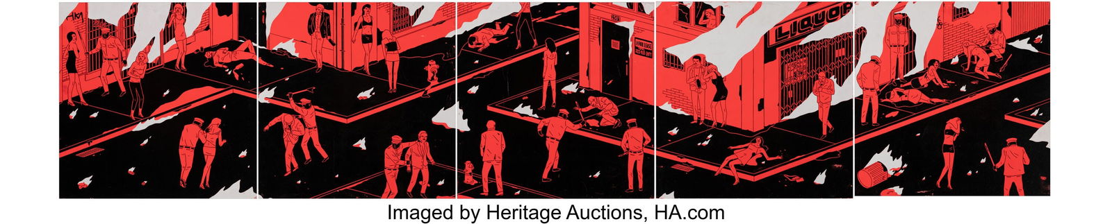 Cleon Peterson (b. 1973) Untitled (polyptych), 2: Cleon Peterson (b. 1973) Untitled (polyptych), 2014 Acrylic on wooden panel 24 x 120 inches (61.0 x 304.8 cm) (overall) 24 x 24 inche