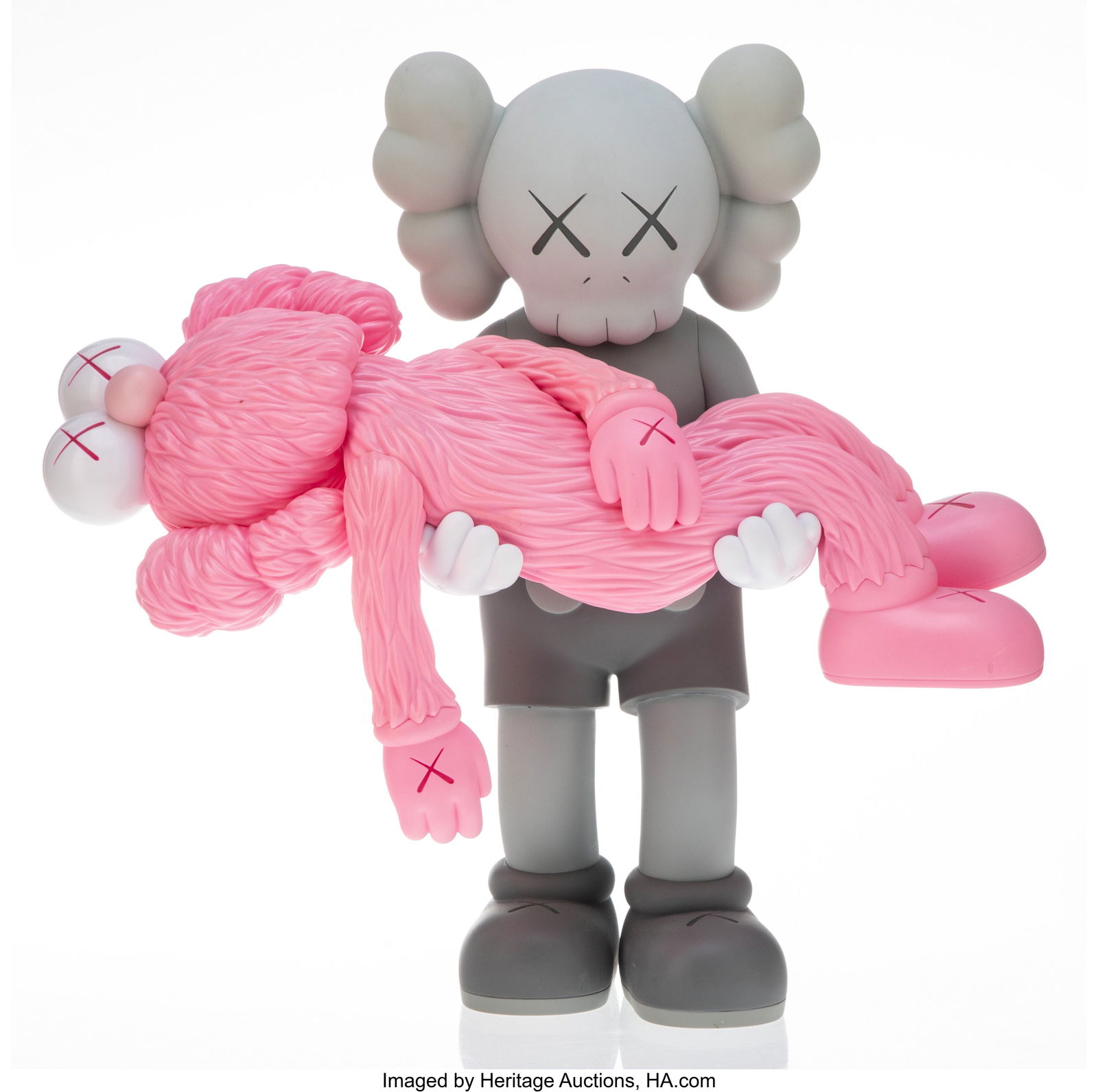 KAWS (b. 1974) Gone (Grey), 2019 Painted cast vi: KAWS (b. 1974) Gone (Grey), 2019 Painted cast vinyl 14-1/4 x 14-1/2 x 5-1/2 inches (36.2 x 36.8 x 14.0 cm) Stamped on unders