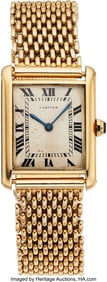 54100&colon; Cartier&comma; Rare 18k Yellow Gold Tank&comma; Cartier Brac