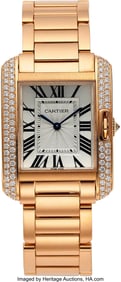 54101&colon; Cartier Lady's 18k Rose Gold Tank Anglaise Watch