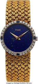 54106&colon; Piaget&comma; 18k Yellow Gold Lapis Dial Wristwatch  C