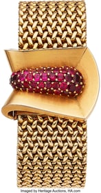 54108&colon; Omega&comma; 18k Rose Gold&comma; Ruby Wristwatch   Case&colon; 11