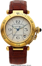 54035&colon; Cartier Pasha Yellow Gold Wristwatch with Bookle
