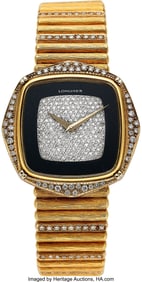 54042&colon; Longines&comma; fine 18k Yellow Gold&comma; Diamond and Onyx
